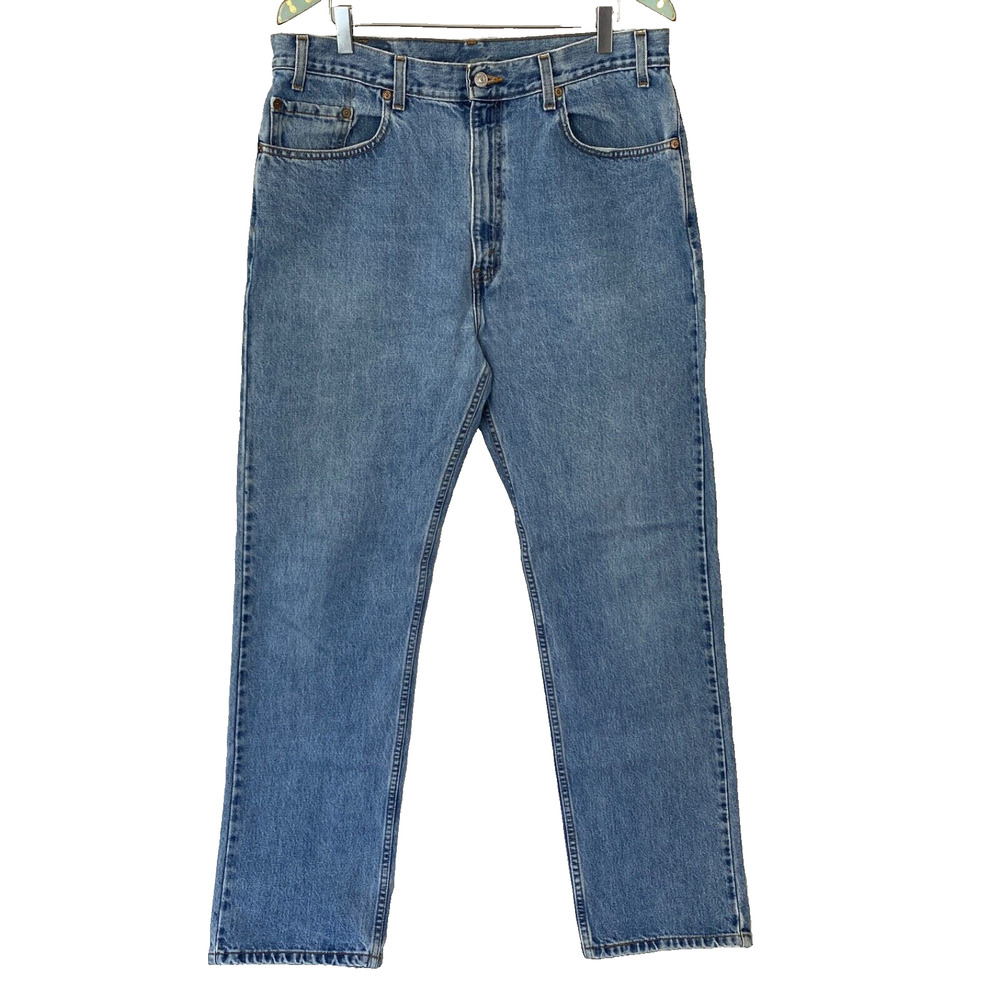 Levis 505 Jeans Mens 36x34 Blue Regular Fit Straight Leg Cotton Vintage Y2K